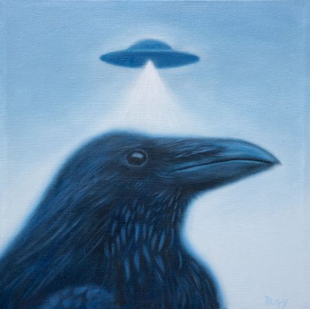 crow with flying saucer