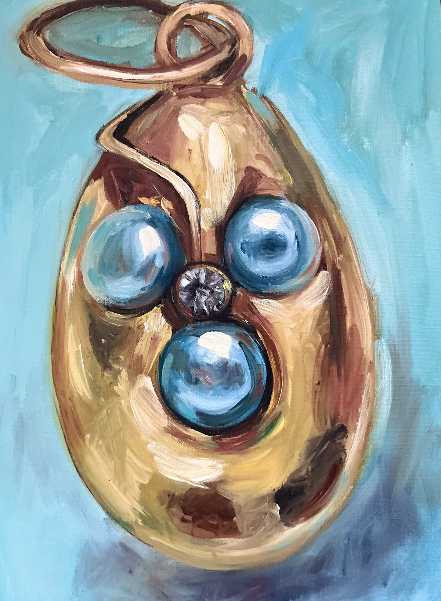 Fabergé Charm, Three Pearls and One Diamond